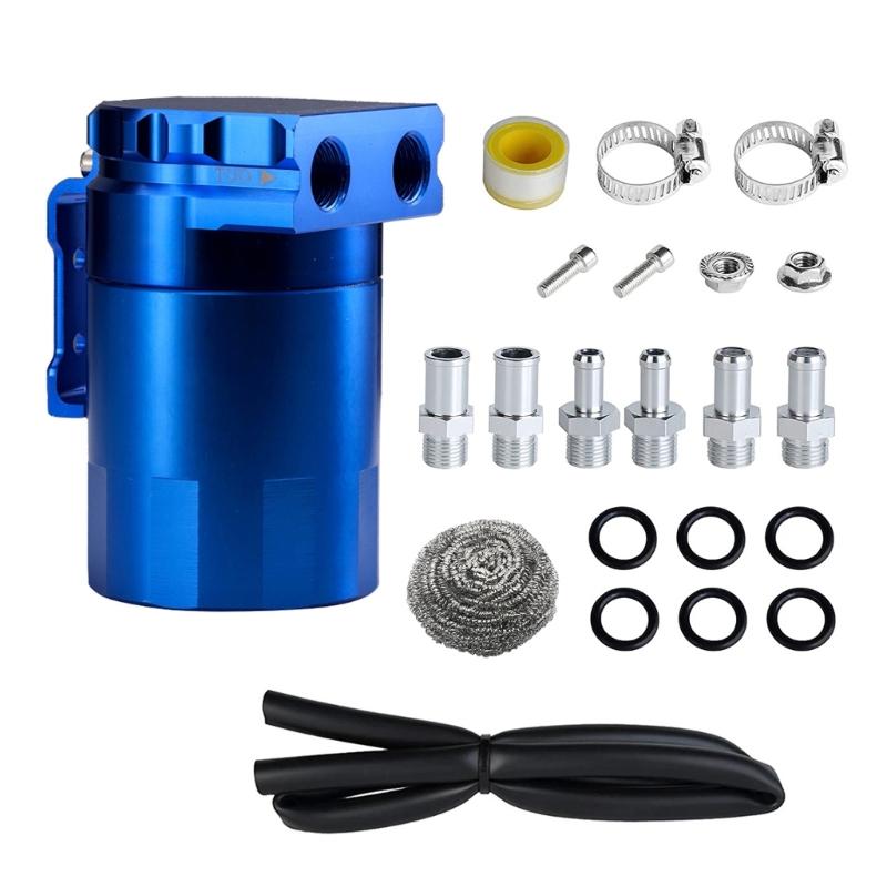 

300ML Universally Aluminum Oil Separator Catch Can With Breather Filter Baffled Tanks Reservoir Auto Accessory синій