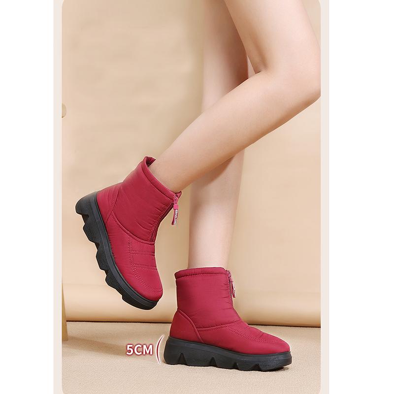 Зимове взуття 2025 Жіночі снігові чоботи Збільшення висоти 5 см Водонепроникні Холодні зимові Жіночі черевики до щиколотки Нековзні Жіночі бавовняні туфлі Чорні Червоні Великий розмір 41