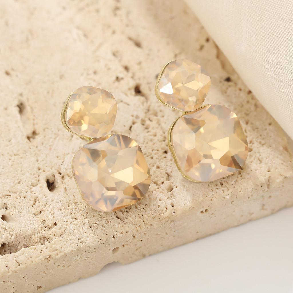 Geometric Alloy Square Drop Earrings With Gold Pins For Womens Fashion Accessories