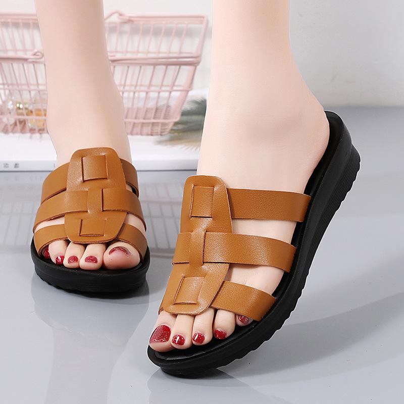 Sandali con zeppa e plateau da donna, leggeri, da infilare, estivi, da spiaggia, comode, con supporto plantare, punta aperta, per donna