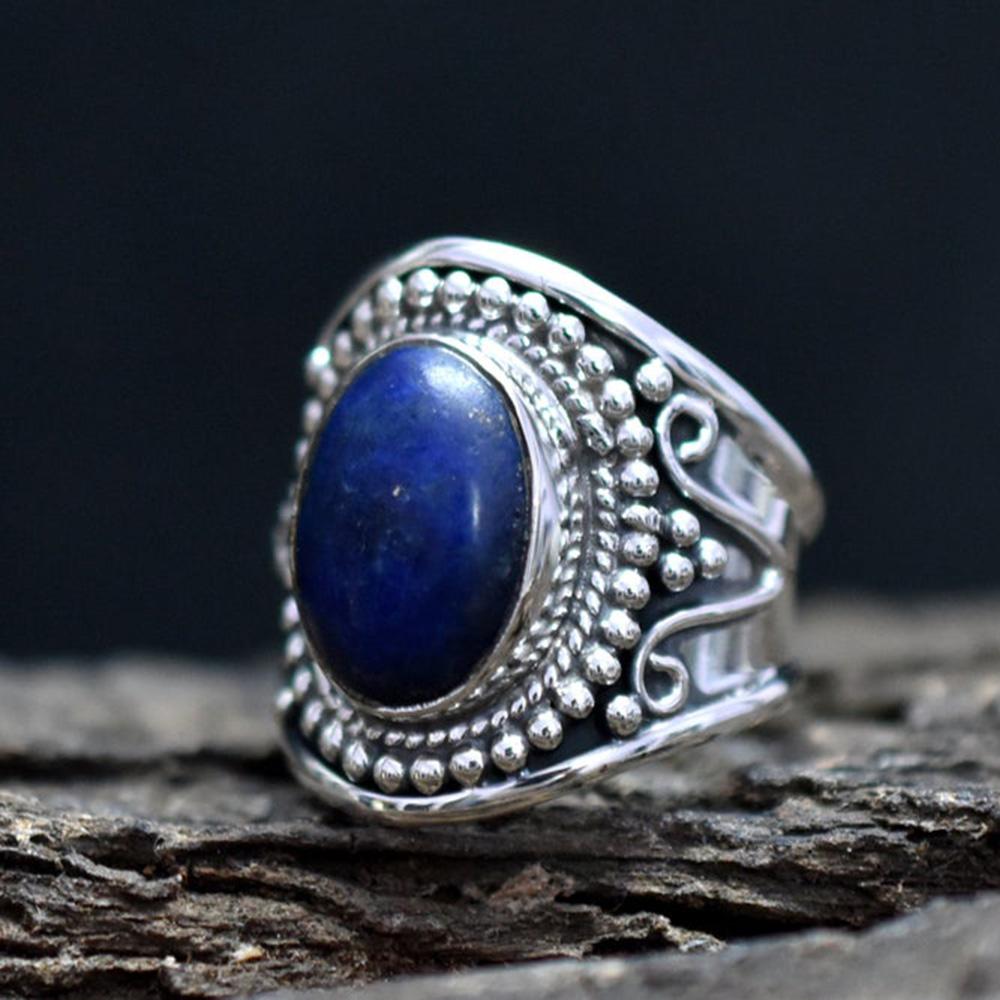 Natural Lapis Lazuli Ring, 925 Sterling Silver Ring, Handmade Ring, Lapis Gemstone Ring, Healing Jewelry, Blue Stone Ring