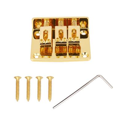 Peças de Reposição Duráveis para Ponte Fixa de Guitarra de 3 Cordas para Guitarras Elétricas Cigarbox(Ouro)