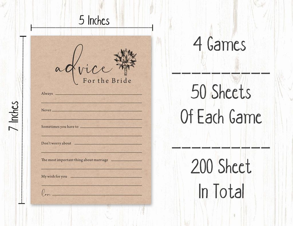Inkdotpot Bridal Shower Games Set Of 4(50 Sheets Each) W   Miss To Mrs Gold Banner Rustic Kraft Paper Fun Bachelorette Party Games Set