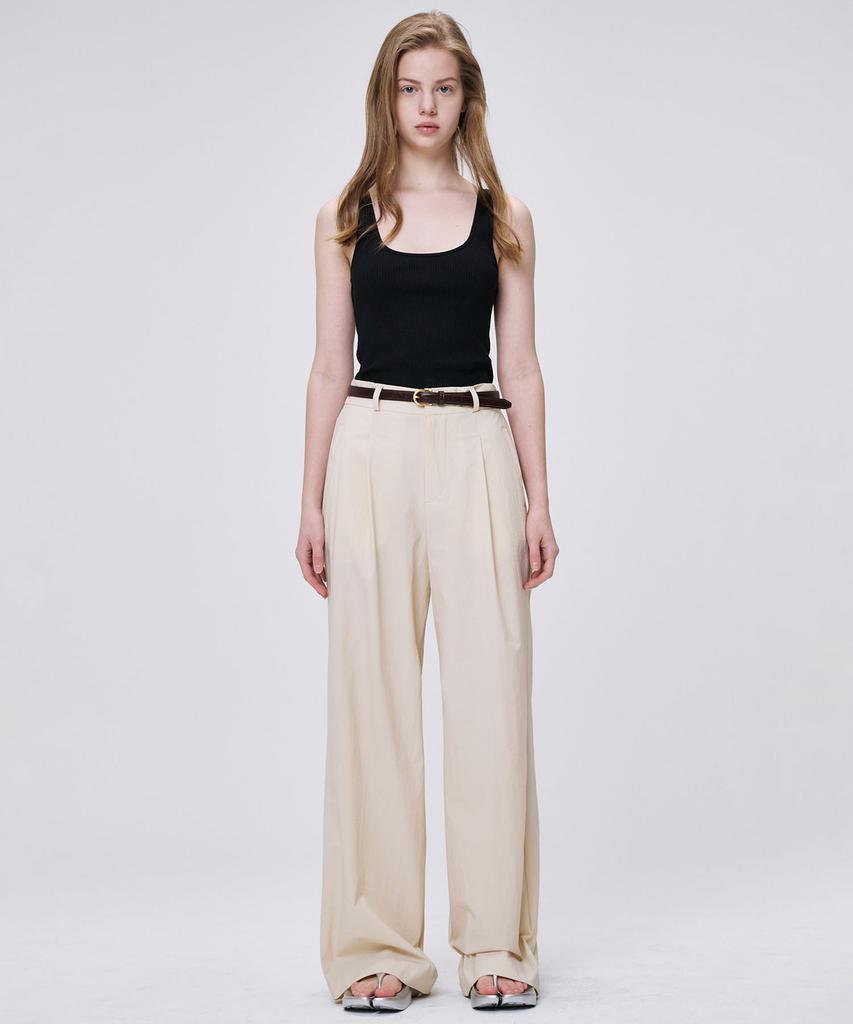 MALOUPE 2158 Nylon Wide Pants (Light Beige)