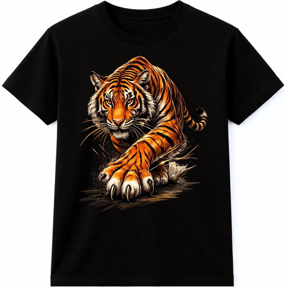 Tiger T Shirt Fierce Wild Animal Graphic Tee Big Cat Predator Casual Top