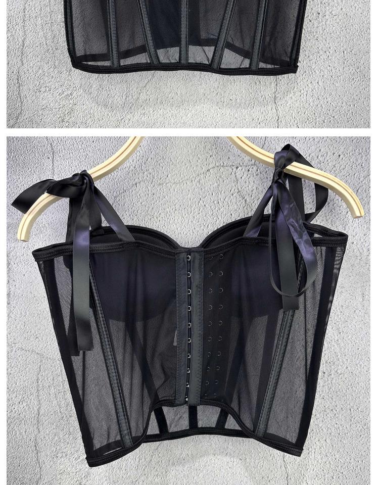 Γαλλικό Γλυκό & Πικάντικο Γυναικείο Μπαντό Τοπάκι με Κορδόνια - Σέξι Τοπ που Σφίγγει τη Μέση