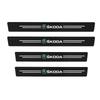 4Pcs New Leather Carbon Fiber Car Door Sill Threshold Protector Stickers For Skoda Octavia A5 A7 Rapid Fabia Superb Kodiaq Scala