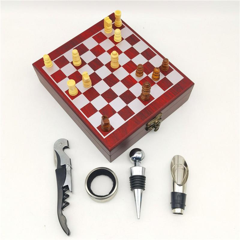 2 In 1 Chess Seahorse Beer Red Wine Openner Stopper Oring Set Wood Box Package Bottle Kitchen Dining Bar Tools Barware