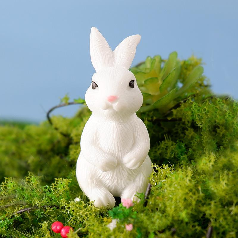 Easter Rabbit Resin Handicraft Small Ornaments DIY Micro Landscape Bonsai Figurines Mini Ecological Bottle Succulent Accessories