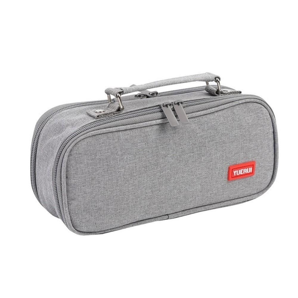 Handheld Canvas Pencil Bag Multi-functional 5 Layers Storage Box  School серый