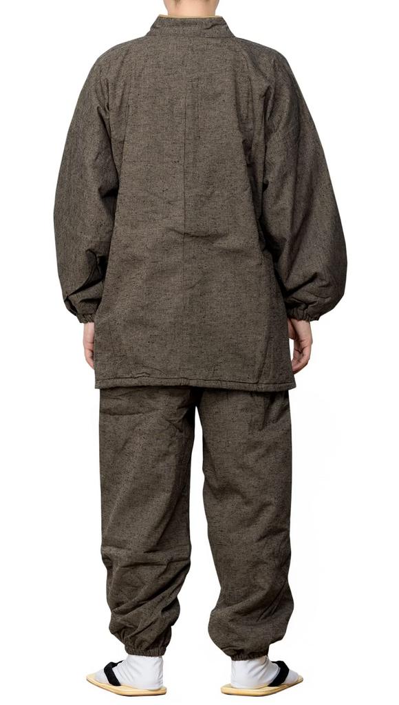Winter Samue fleece size Birch [Kyoetsu] (Japanese workwear), padded, Tsumugi-style fabric, lining, 16, Men's (L, Brown)