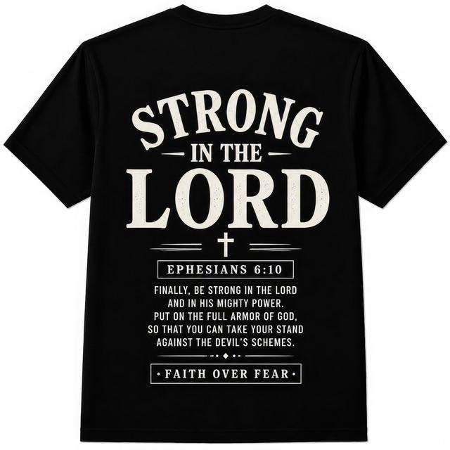 Strong In the Lord Ephesians 6 10 Bible Verse Christian Faith Gift T Shirt