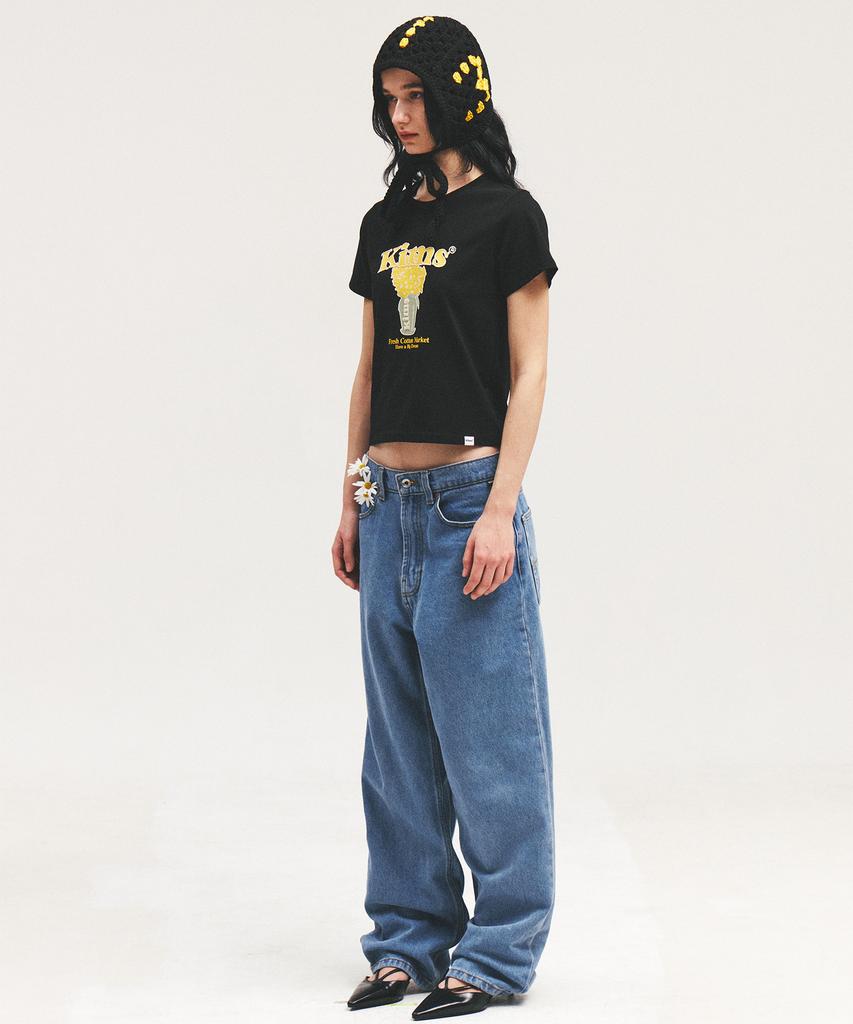 Kimseupeulesikoteunmakes (Unisex) Popcorn Flower Tee Black