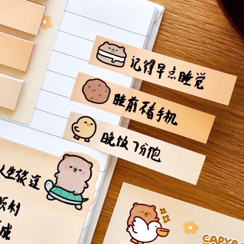 Capibala Learning Stationery Wholesale Capybara Index Stickers Student Gift Message N Times Label Paper Kawai Stationery Lovely