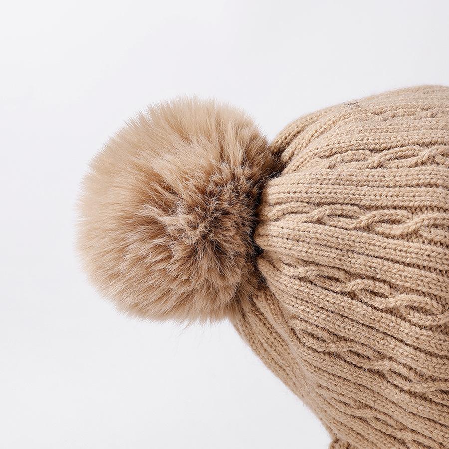 Winter Striped Women's Knitted Hat Scarf Warm Ear Protection Hat