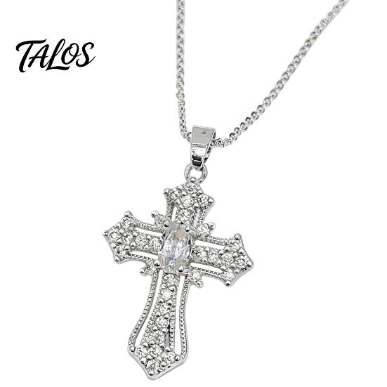 Elegant Gift for Women Catholic Christian Necklace, Retro Religious Pendant Colorful Rhinestone Necklace Statement Daily Wear, Jewelry Exquisite Inlay