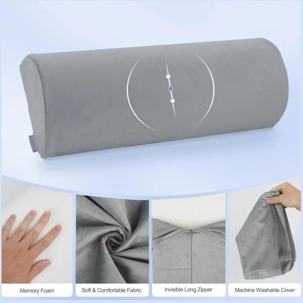 Memory Foam Bolster Pillow Hypoallergenic Removable Cover Under Knee Pillow Ergonomic Multi-functional Semi Roll Pillow