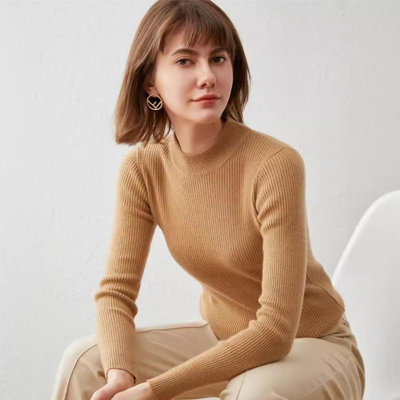 Herbst und Winter Rollkragen-Unterziehpullover Damen Slim Pullover Unifarbe Temperament Strickpullover Neu Streifen Innenoberteil