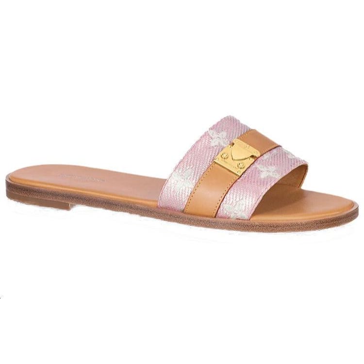 LOUIS VUITTON Lock It Slide Slippers Women's Pink Brown 1ABV19