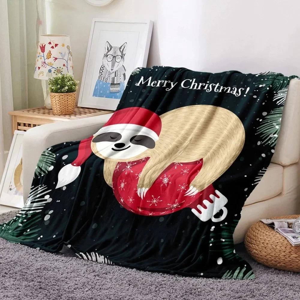 Christmas Theme Flannel Throw Blanket Christmas Tree Snowflake Pattern for Couch Bed Sofa Festival Gift for Boy Girl Lightweight