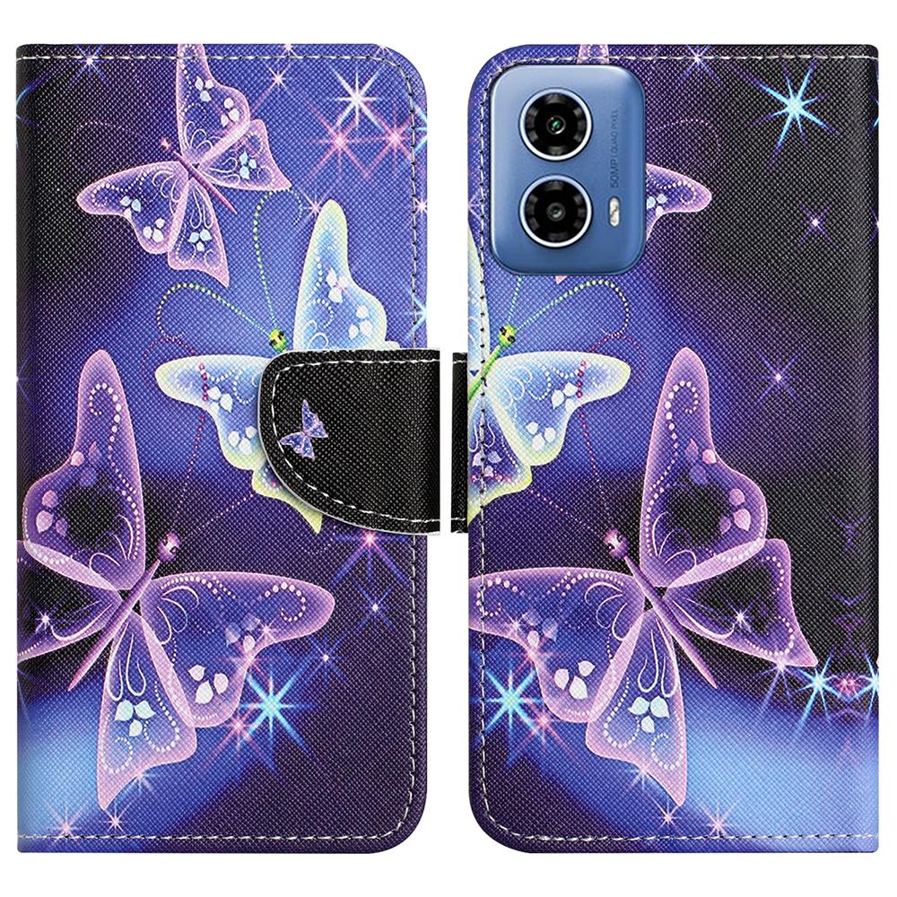 Für Motorola Moto G35 5G Hülle Leder Handyhülle mit Kreuzmuster Druck