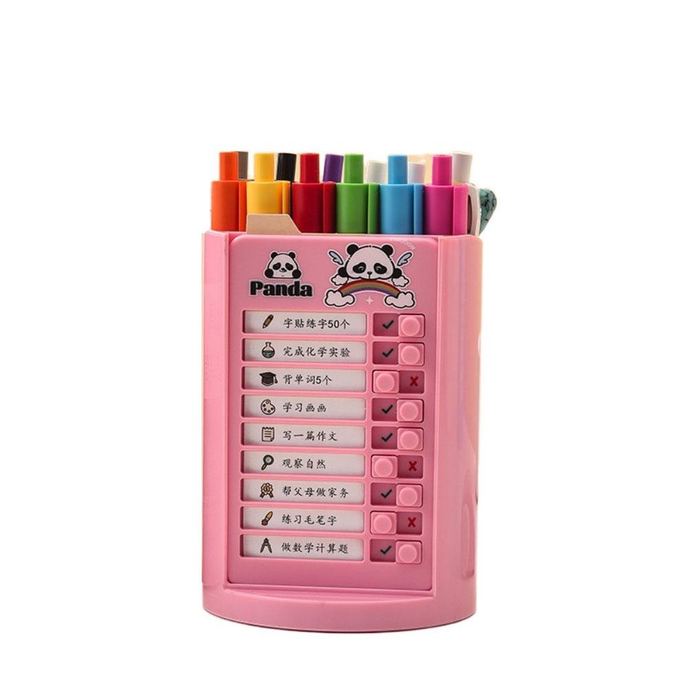 

Schedule Memo 360° Rotating Pen Holder Self-discipline Punch Pen Pencil Organizer School Office Panda-pink