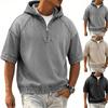 Men's Casual Hooded Zipper Neck Short-Sleeve Top
