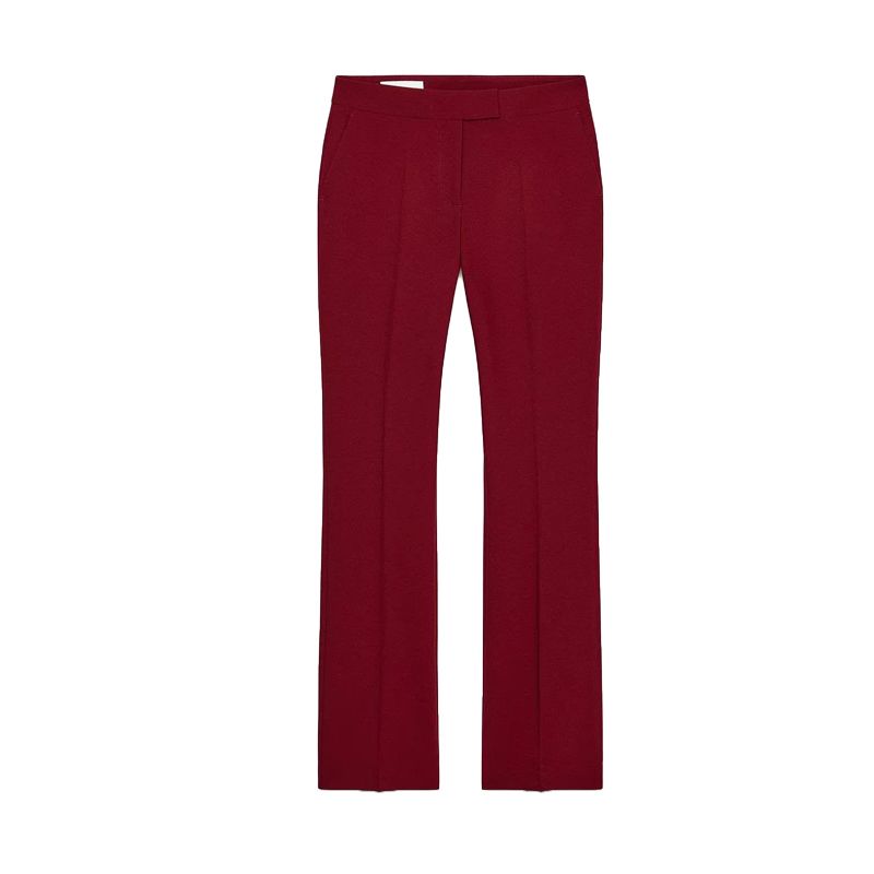 

With Shoulder Pad Lapel Long sleeve Blazers 2204696 A- line Trousers Mid Waist Trumpet pants 2198696 Burgundy wine red Pants XS