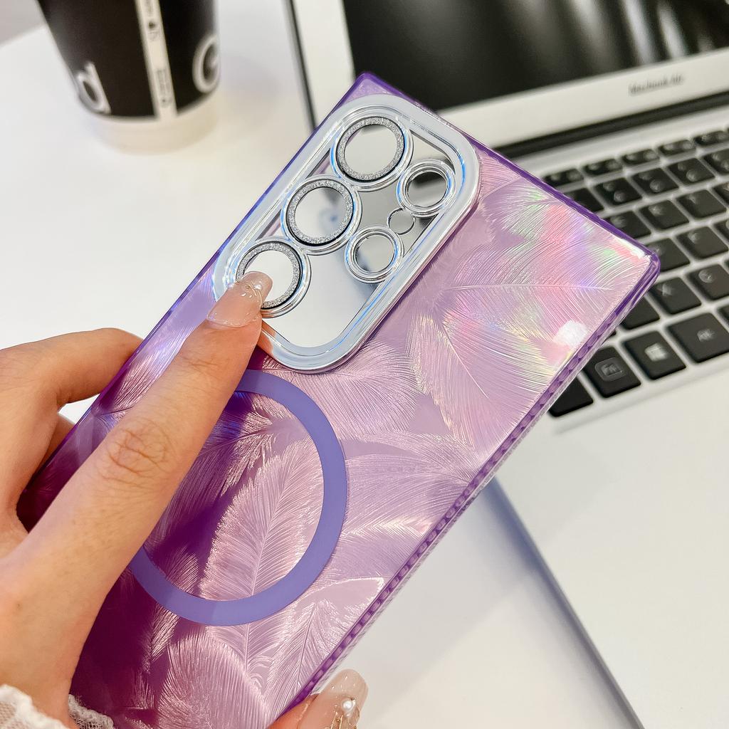 Pro pouzdro Samsung Galaxy S24 Ultra Kompatibilní s MagSafe IMD Design PC+TPU Kryt na telefon s fólií na skleněný objektiv