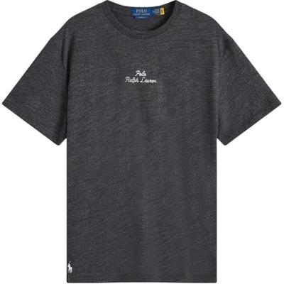 Polo Embroidered Drop Shoulder Round Neck Short Sleeve T-Shirt Men Tops Black 710936585-022