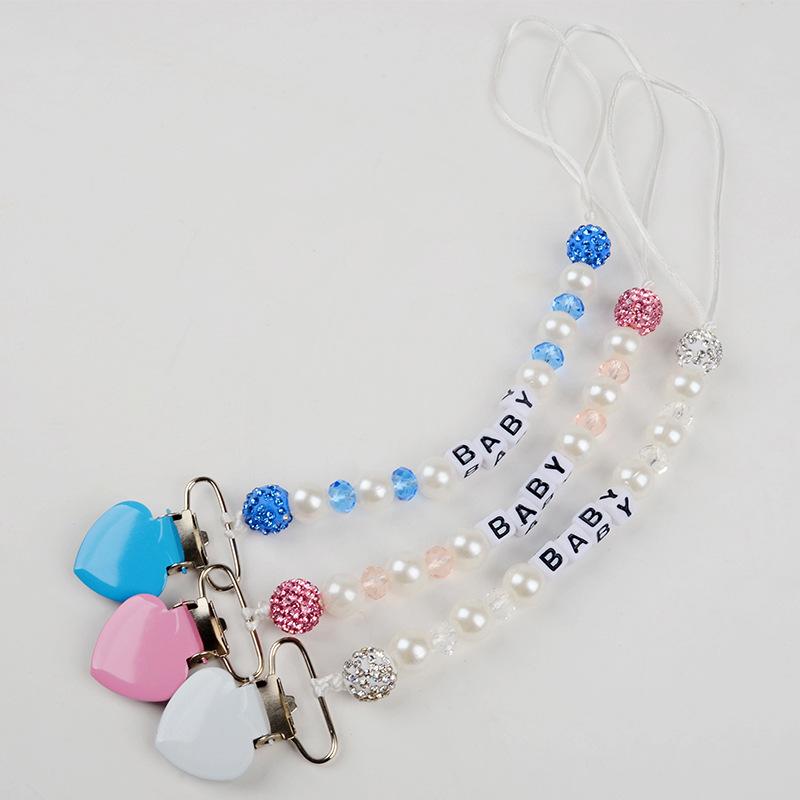 Fashion Exquisite Love Heart Pearl Baby Pacifier Clip Anti-Drop Chain Baby Products Drop-resistant Baby Accessories Newborn Gift