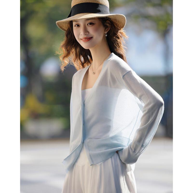 Women's V-Neck Lyocell Blend Hollow-Out Cardigan