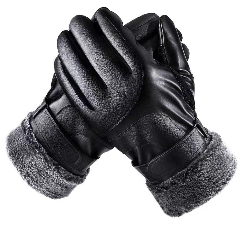 Thick Velvet Male Windproof Gloves Keep Warm Motorcycle Full Finger Mittens Driving