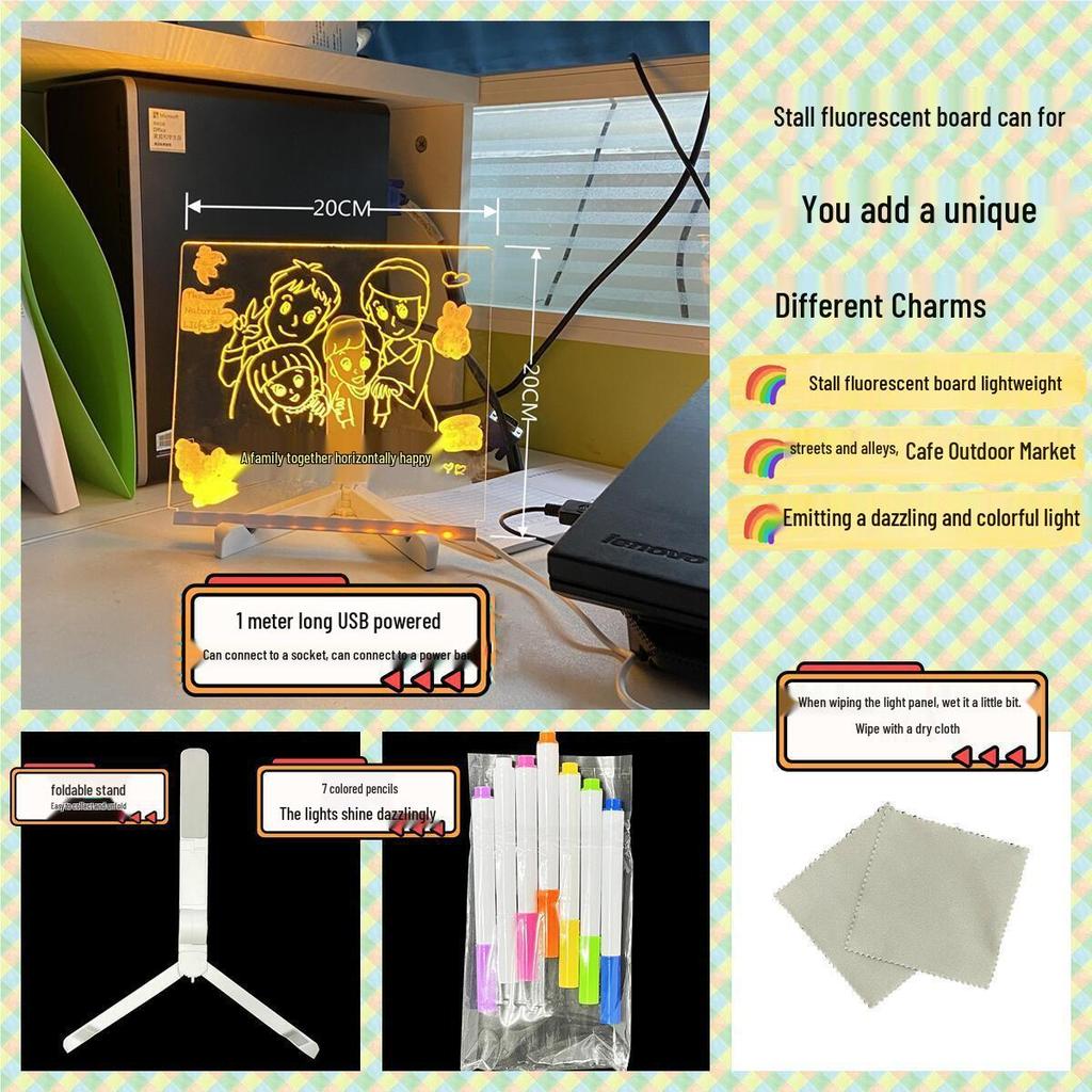 Kids' DIY Luminous Acrylic Message Board: Light-Up Drawing & Writing Display