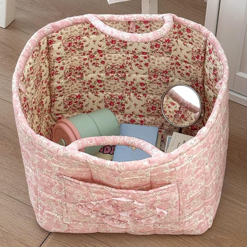 

1 шт. Корзина для белья складная с цветочным дизайном, из легкой ткани, в стиле инс, корзины для мелочей, милая корзина для хранения, милая 32x26x25 см 32x26x25cm