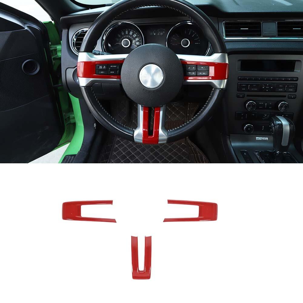 Red Steering Wheel Trim  Decoration Interior for Ford Mustang 09-13 Accessories