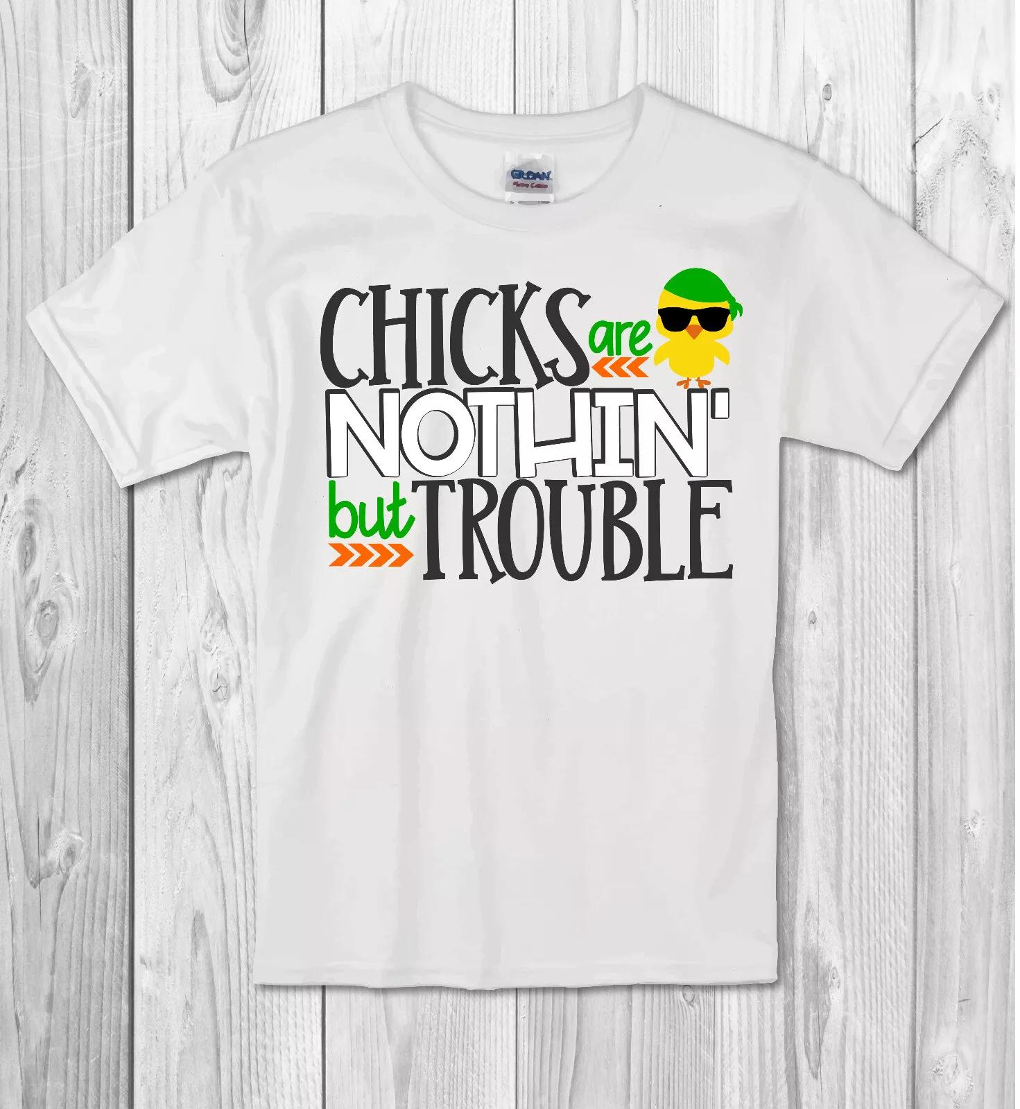Easter Boys Baby Children T-shirt BOYS  chicks nothin but trouble  Childrens Kids T Shirt/bodysuit 150