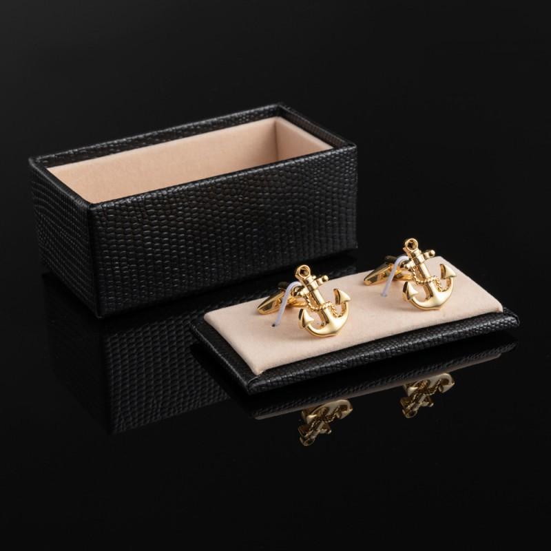 Electroplated Gold Ship Anchor Copper Metal Cufflinks Men's French Shirt