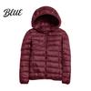 Polyester Lining Coat Pockets Zip-up with Hood Down Jacket Women Winter And Zipper Padded Warm