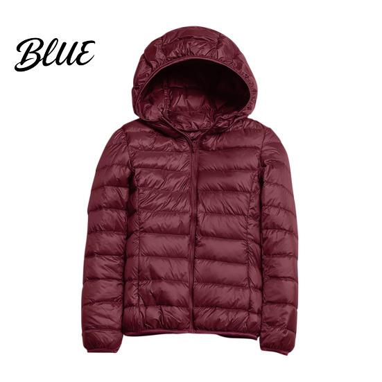 Polyester Lining Coat Pockets Zip-up with Hood Down Jacket Women Winter And Zipper Padded Warm