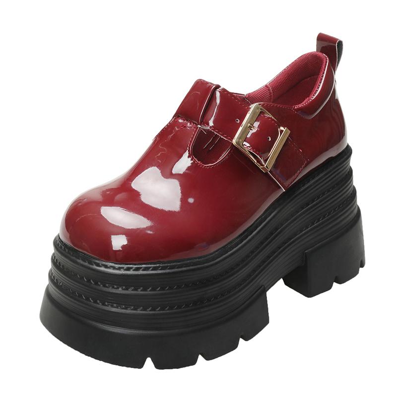 Fashion Patent Leather Spring Motorcycle Chelsea Boots Pumps Knee High Fashion Punk Ankle Platform Fashion Women Autumn Shoes