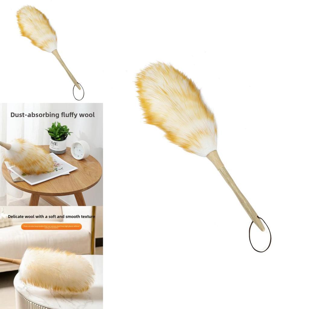 Wool Duster Electric Static Cleaner With Wooden Handle For Home And Office Dust Removal