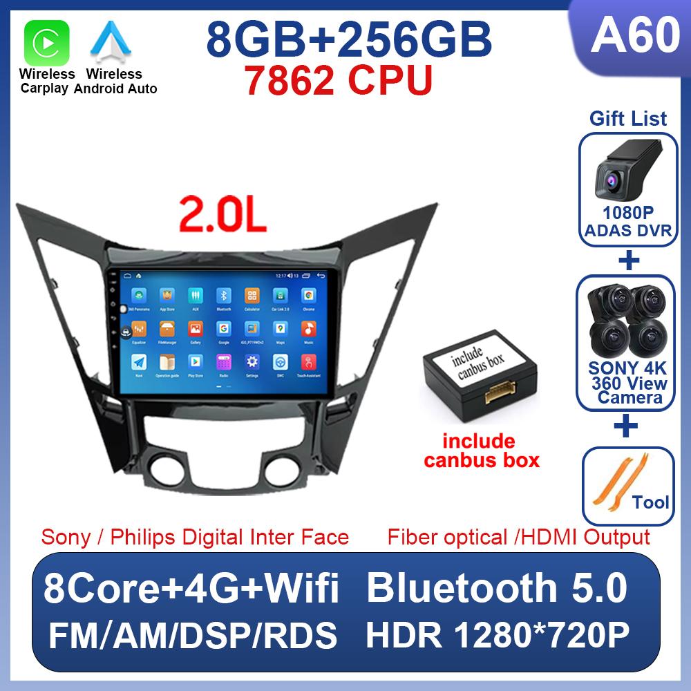 For Hyundai Sonata 6 YF 2009 - 2015 Android 14 Car Radio Multimedia Video Player GPS Navigation AI Voice 4G CarPlay Head Unit
