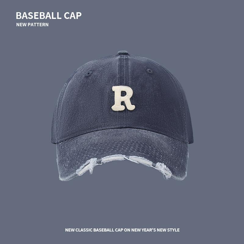 R Standard trendige Marke Retro zerrissene gewaschene Baseballkappe Vollgesichtsschutz Schirmmütze Paar vielseitige Sporthut