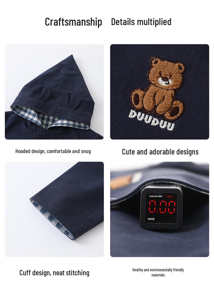 DUUDUU Kids' Double-Sided Spring Windbreaker - Korean Style Toddler Jacket