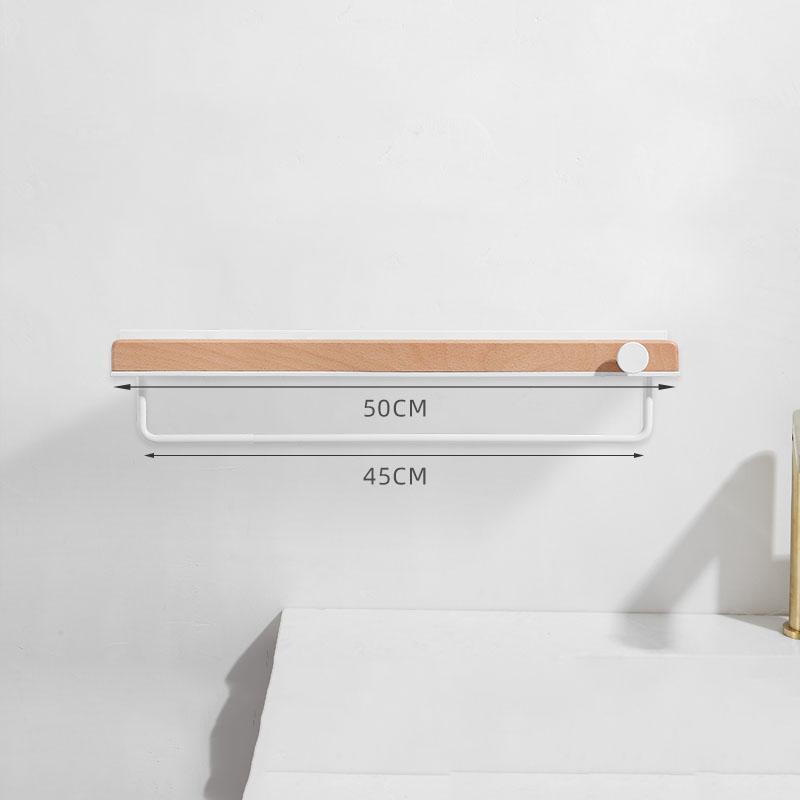 White Aluminum Bathroom Shelf Solid Wood Shower Storage Shelf Wall-mounted Toilet Shower Holder Rack Bathroom Accessories