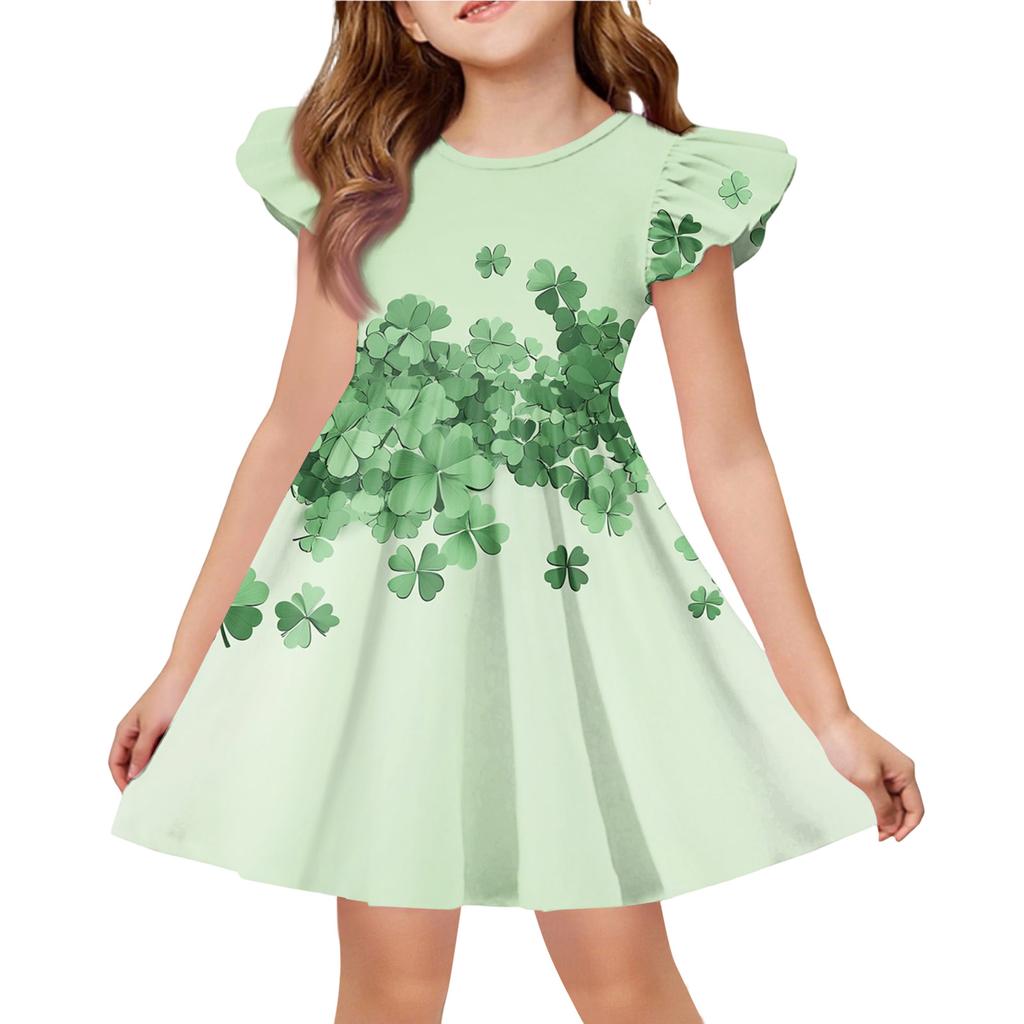 Girls' Summer Princess Dress - A-Line T-Shirt Dress St. Patrick's Day