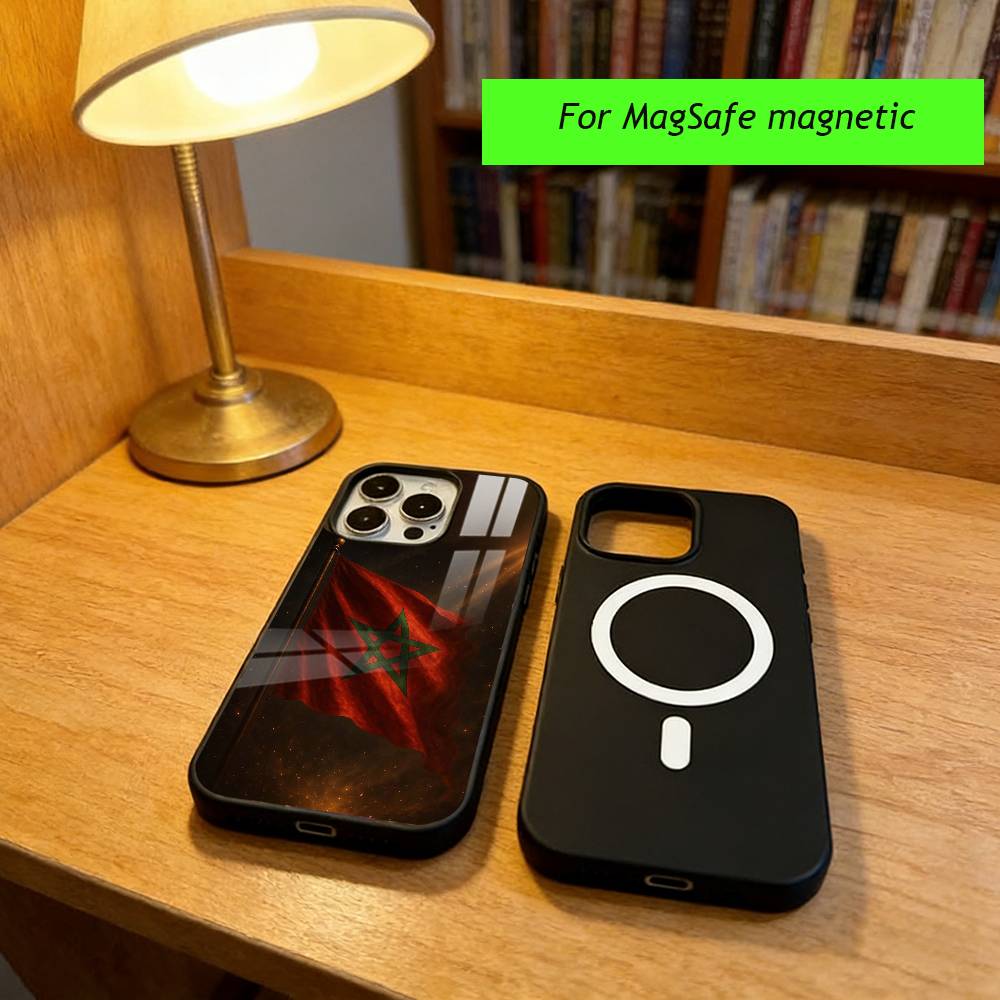 M-Moroccan Flag Phone Case For iPhone17,16,15,14,13,12,11 Plus,Pro Magnetic with Magsafe Wireless Charging