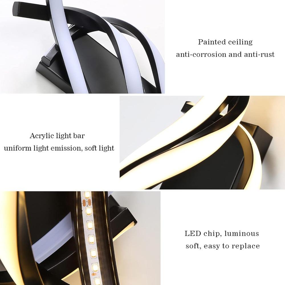 Curved Spiral Design LED Wall Lamp for Bedroom Bedside Corridor Living Room Staircase Corridor Lighting Fixtures Tricolor Light