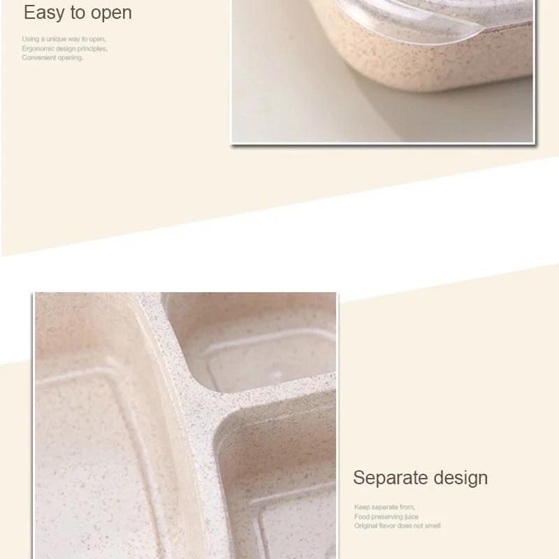 Microwavable Lunch Box Wheat Straw Tableware Food Storage Container Children Kids School Office Portable Bento Box Lunch Bag